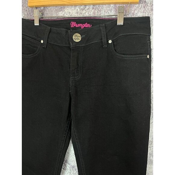 Wrangler Jeans Women's 9/10 x 32 Black Jim Q Bootcut Denim Western Cowboy Boho - Picture 2 of 13